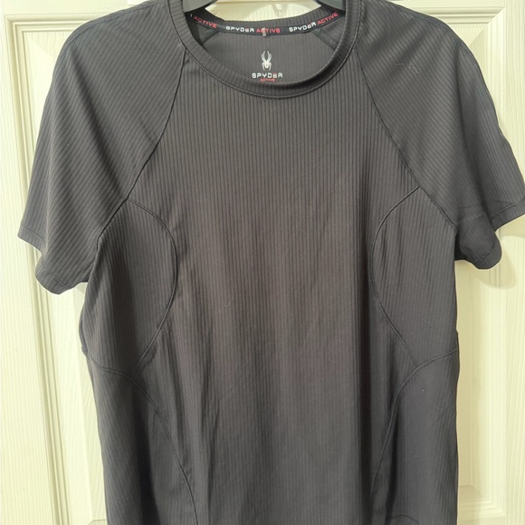 Spyder Active Women’s Black Ribbed Short-Sleeve Athletic Tee - Picture 4 of 6